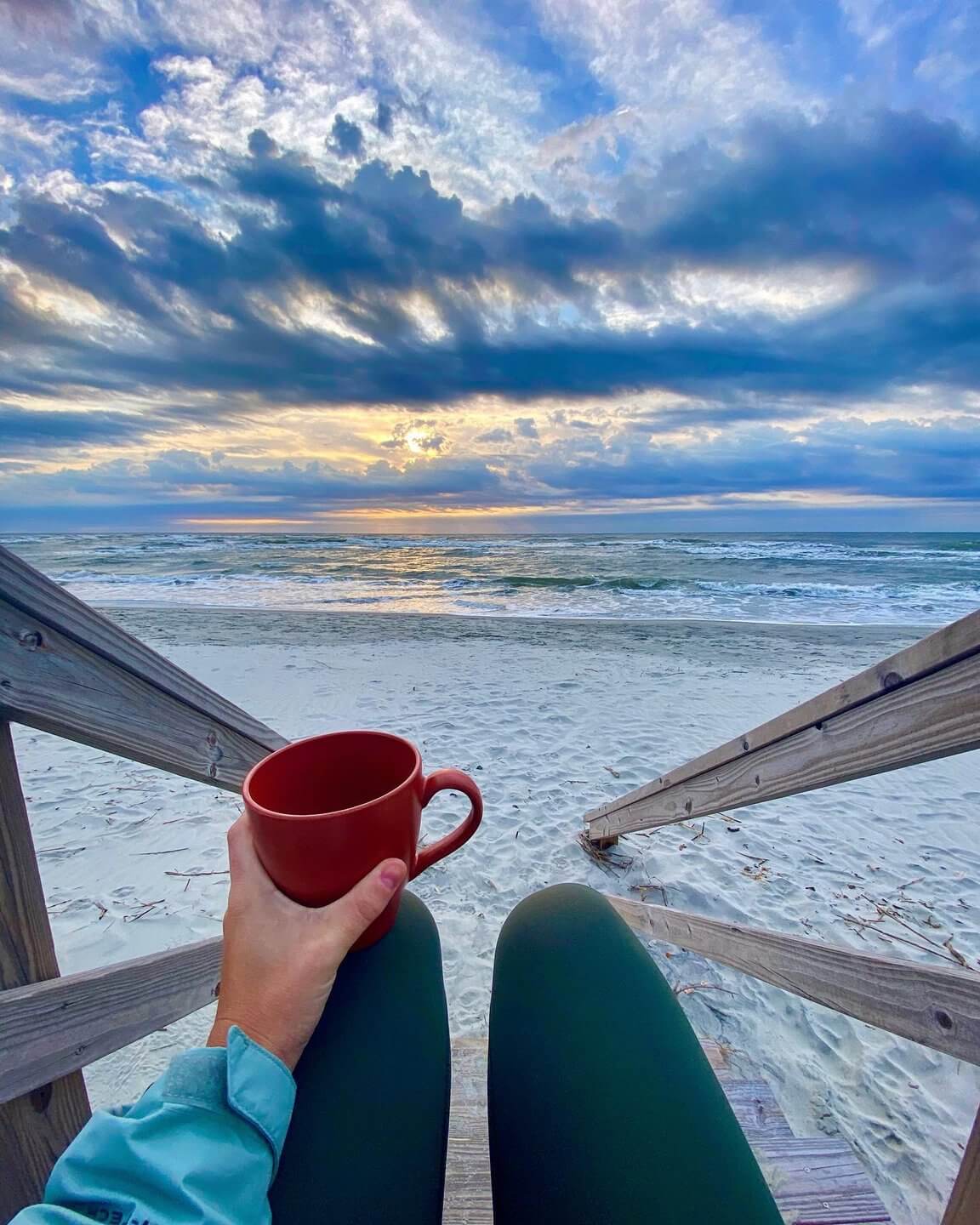 Enjoy a cup of coffee while watching the glorious sunrise over the ocean. (photo credit: @_lauraet)