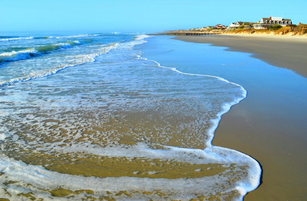 The rolling surf on the beach at Pawleys Island