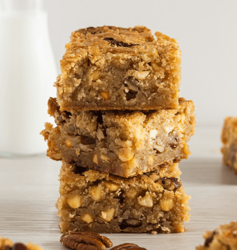 Blondies stuffed with pecans and white chocolate chips-onlypawleys