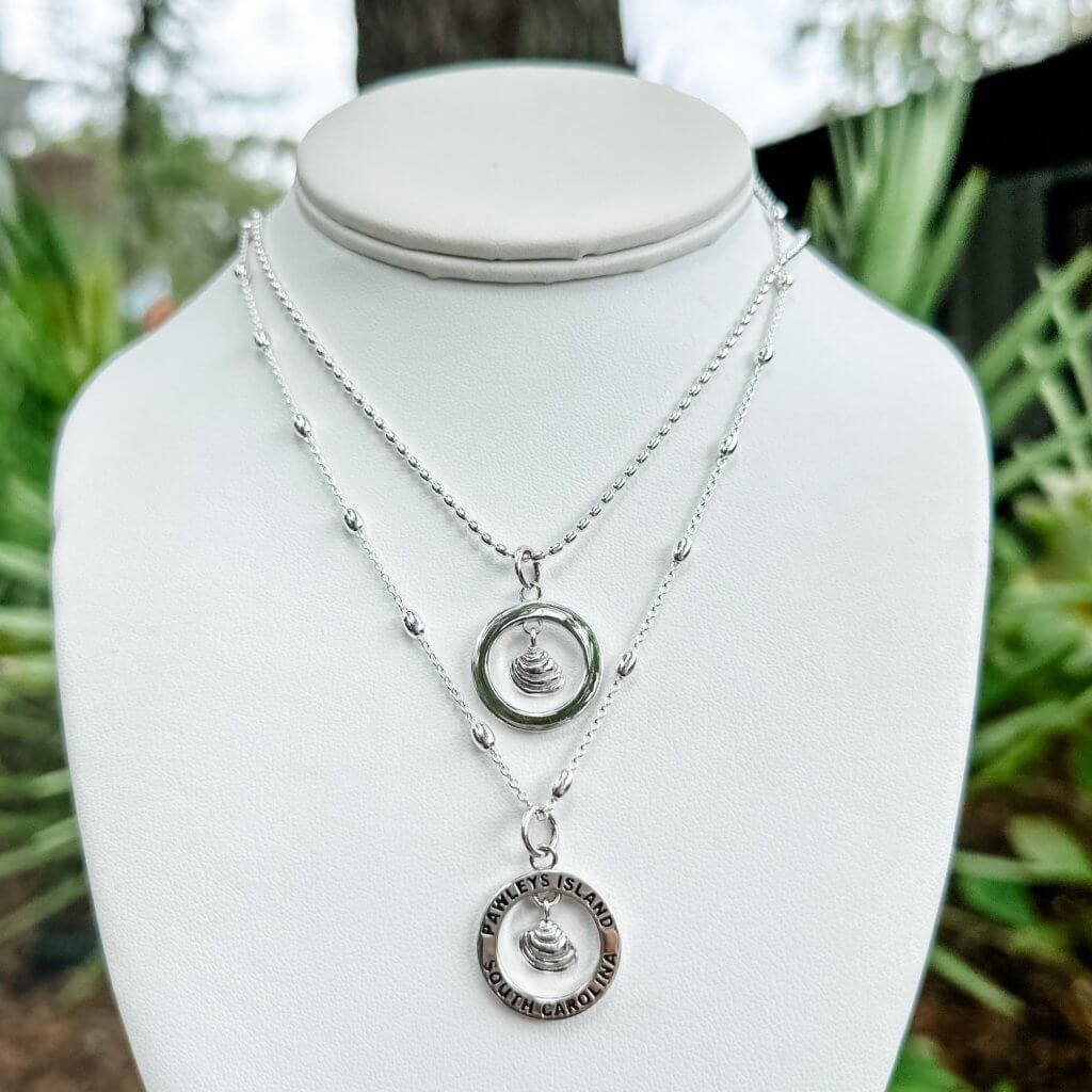 Two necklaces on display square-onlypawleys